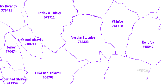 Katastrální mapa Vysoké Studnice