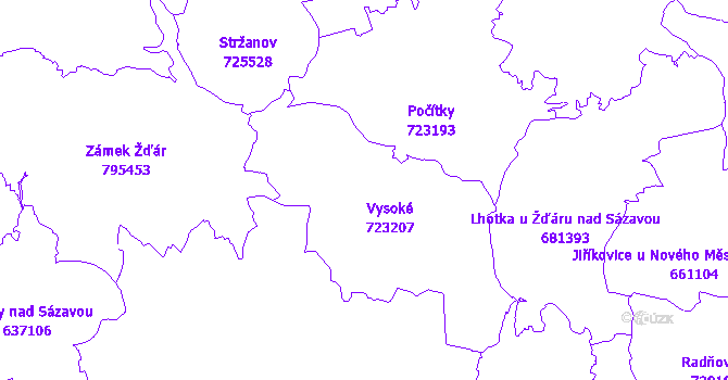 Katastrální mapa Vysoké