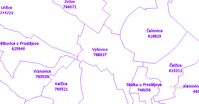 Katastrální mapa Výšovice
