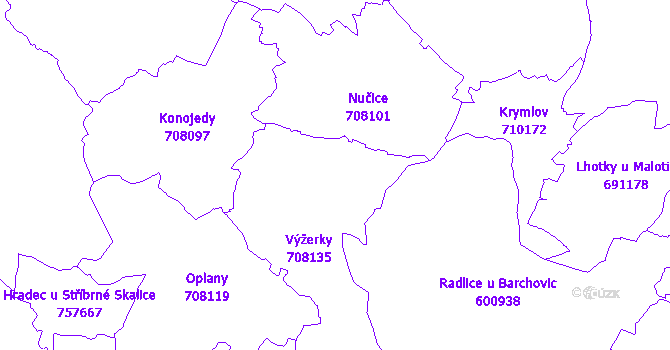 Katastrální mapa Výžerky