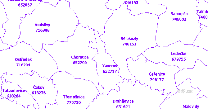 Katastrální mapa Xaverov