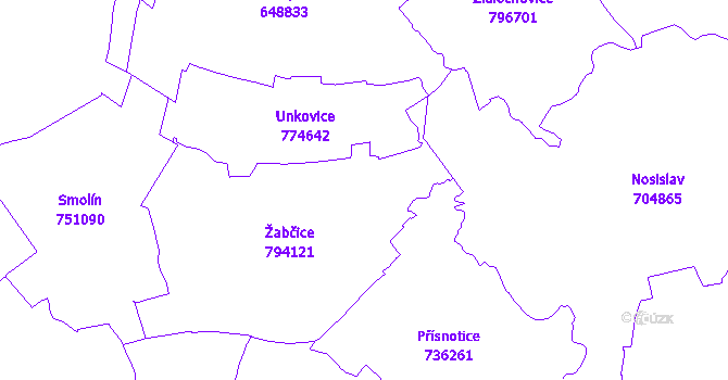 Katastrální mapa Žabčice