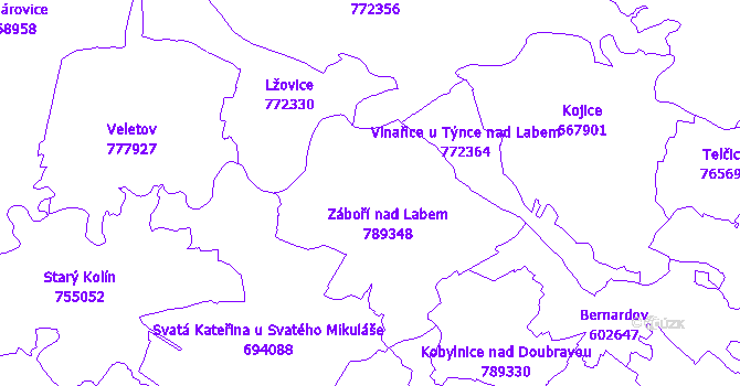 Katastrální mapa Záboří nad Labem