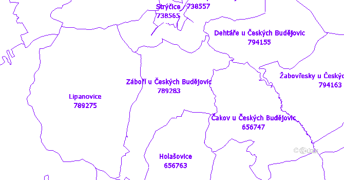 Katastrální mapa Záboří