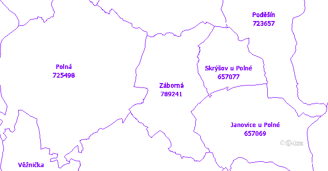 Katastrální mapa Záborná