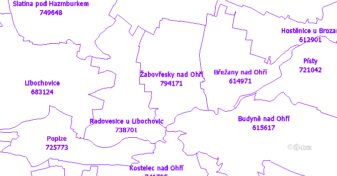 Katastrální mapa Žabovřesky nad Ohří