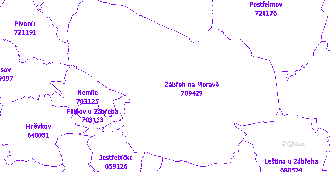 Katastrální mapa Zábřeh