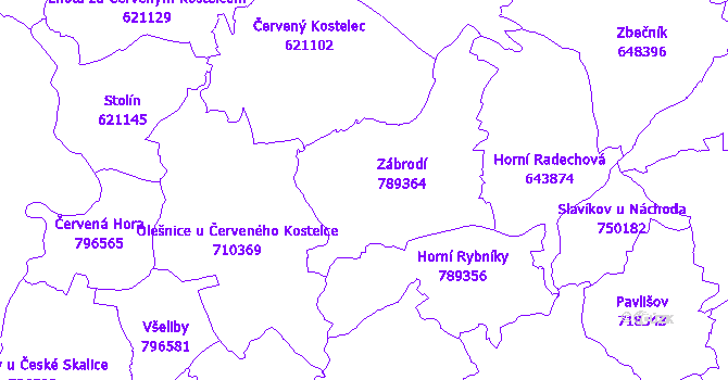 Katastrální mapa Zábrodí
