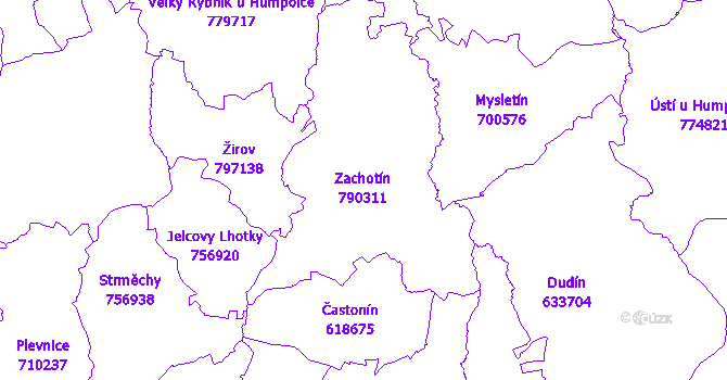 Katastrální mapa Zachotín