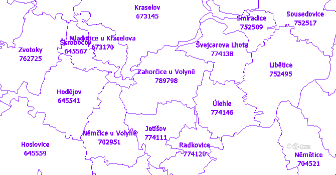 Katastrální mapa Zahorčice