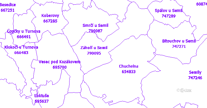 Katastrální mapa Záhoří