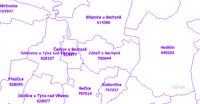 Katastrální mapa Záhoří