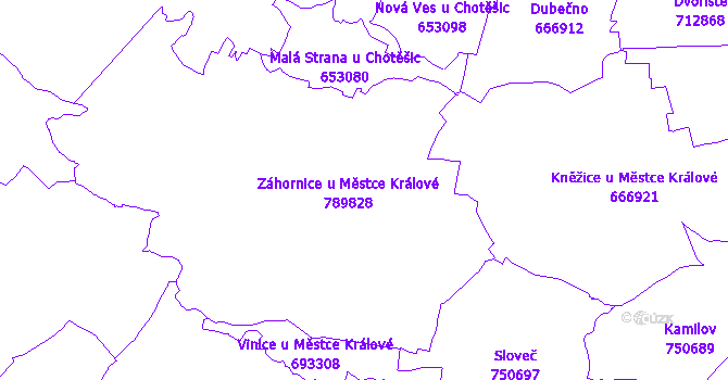 Katastrální mapa Záhornice