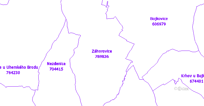 Katastrální mapa Záhorovice