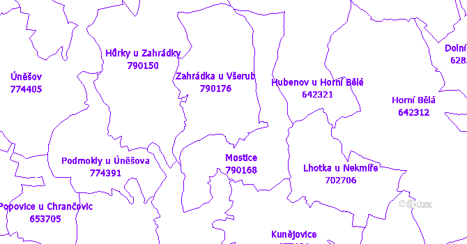 Katastrální mapa Zahrádka