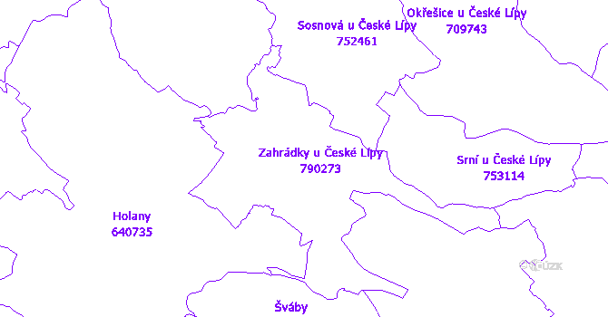 Katastrální mapa Zahrádky
