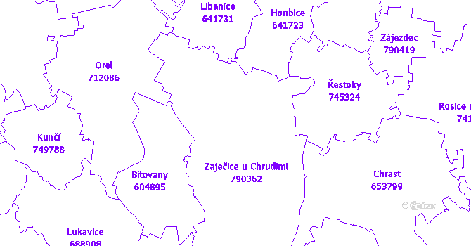 Katastrální mapa Zaječice
