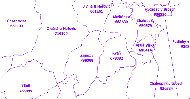 Katastrální mapa Zaječov