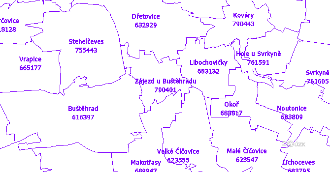 Katastrální mapa Zájezd