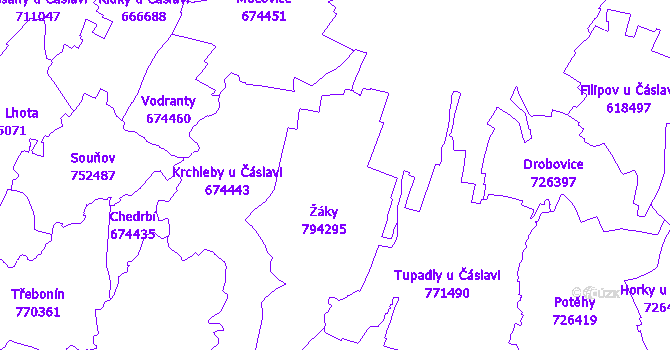 Katastrální mapa Žáky