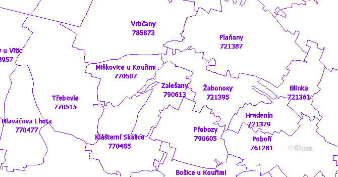 Katastrální mapa Zalešany
