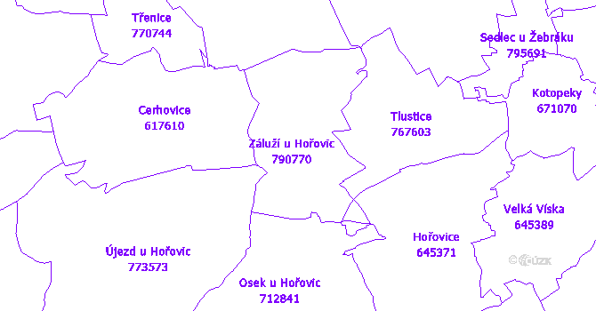 Katastrální mapa Záluží