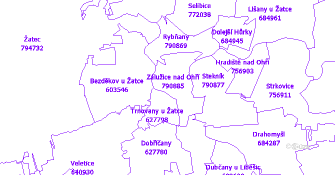 Katastrální mapa Zálužice