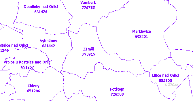 Katastrální mapa Záměl