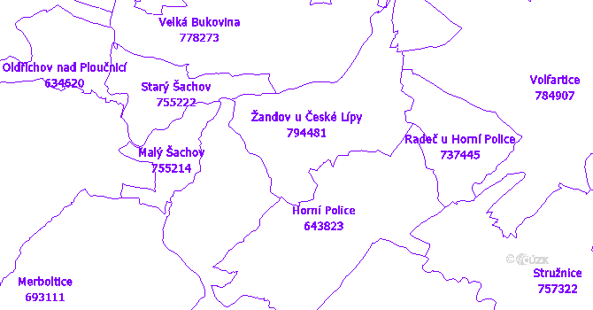 Katastrální mapa Žandov