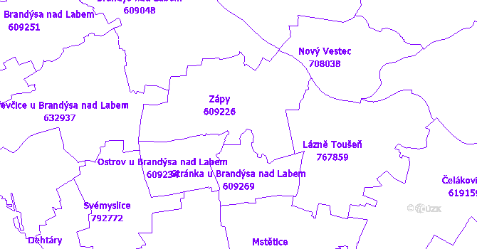 Katastrální mapa Zápy