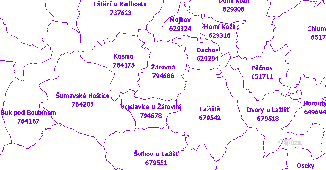 Katastrální mapa Žárovná