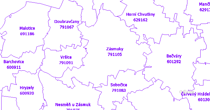 Katastrální mapa Zásmuky