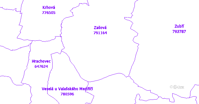 Katastrální mapa Zašová