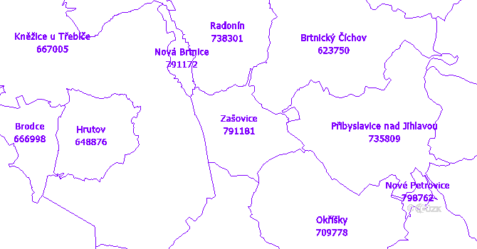 Katastrální mapa Zašovice
