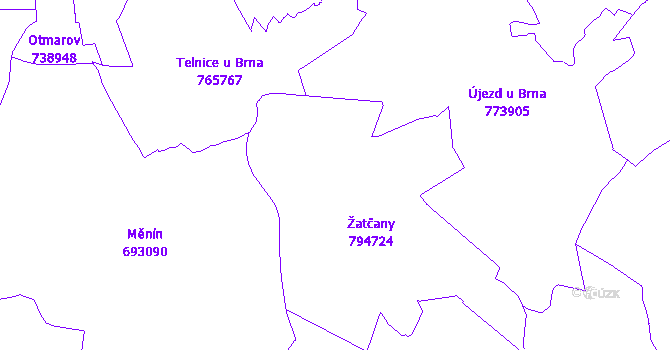 Katastrální mapa Žatčany
