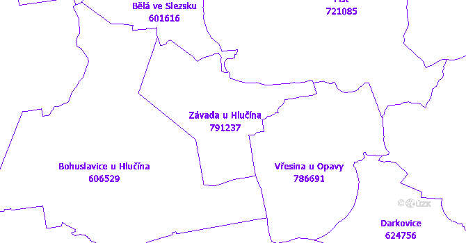 Katastrální mapa Závada