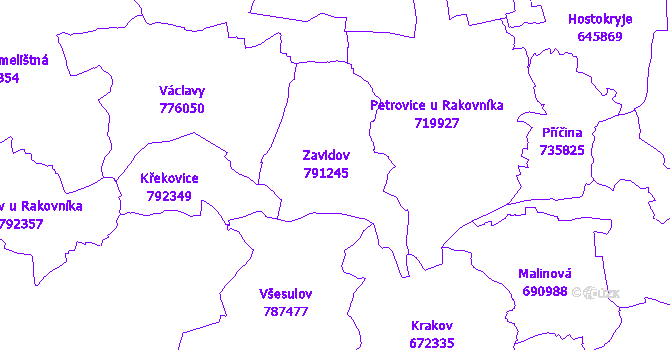 Katastrální mapa Zavidov
