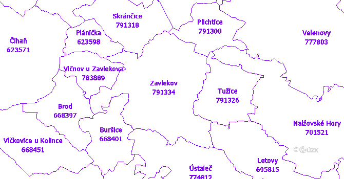 Katastrální mapa Zavlekov
