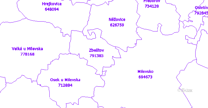 Katastrální mapa Zbelítov