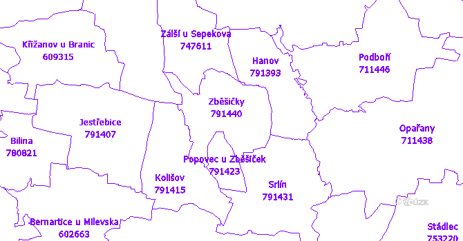 Katastrální mapa Zběšičky