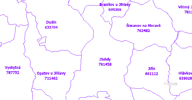 Katastrální mapa Zbilidy