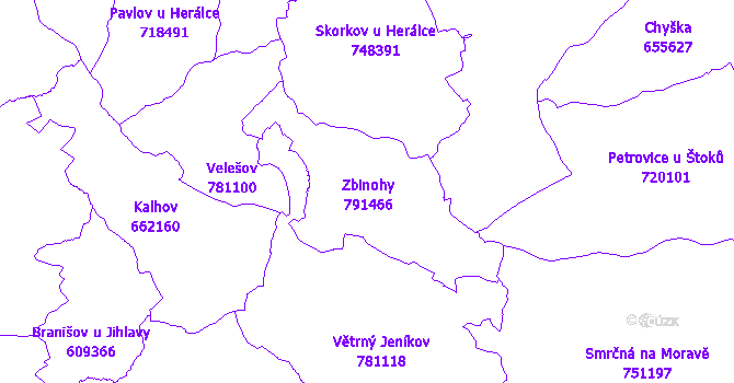 Katastrální mapa Zbinohy