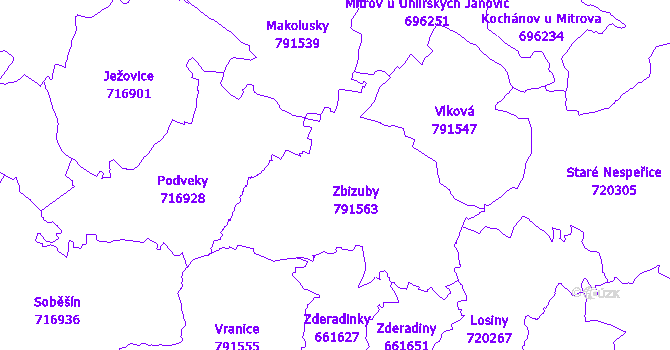 Katastrální mapa Zbizuby