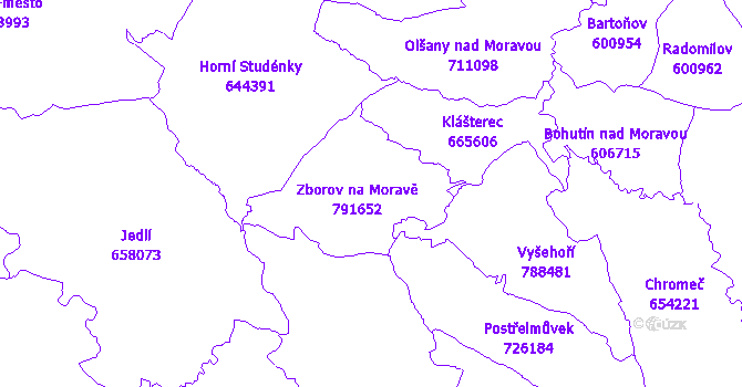 Katastrální mapa Zborov