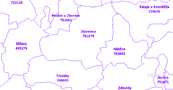 Katastrální mapa Zborovice