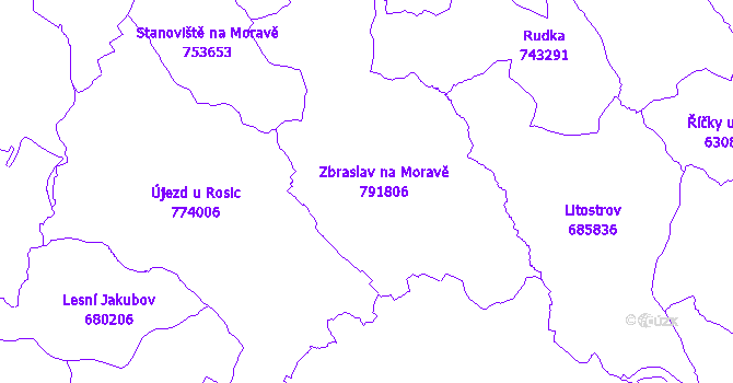 Katastrální mapa Zbraslav