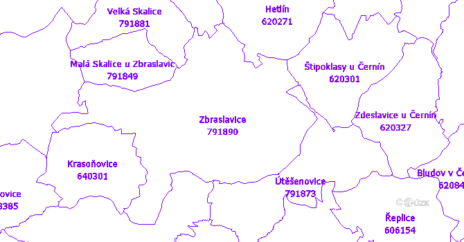 Katastrální mapa Zbraslavice