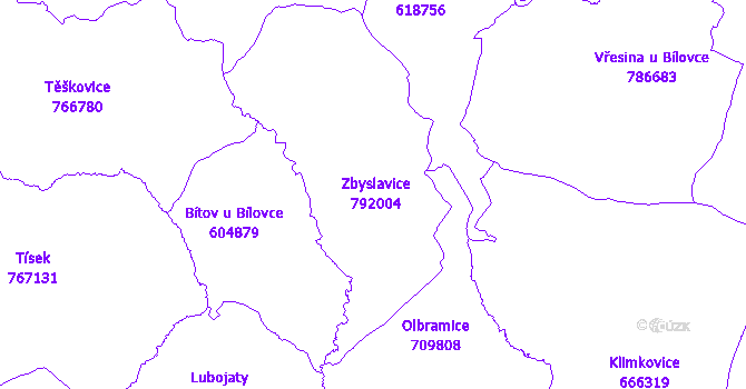 Katastrální mapa Zbyslavice