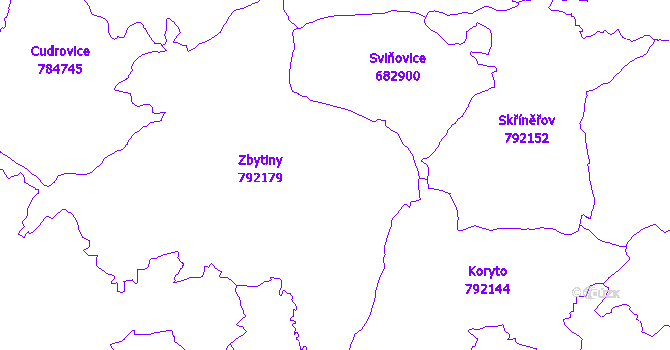 Katastrální mapa Zbytiny