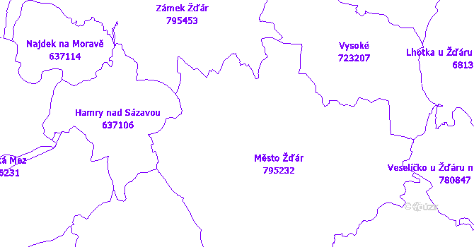 Katastrální mapa Žďár nad Sázavou